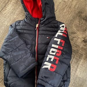 A toddler Tommy Hilfiger puffer coat.